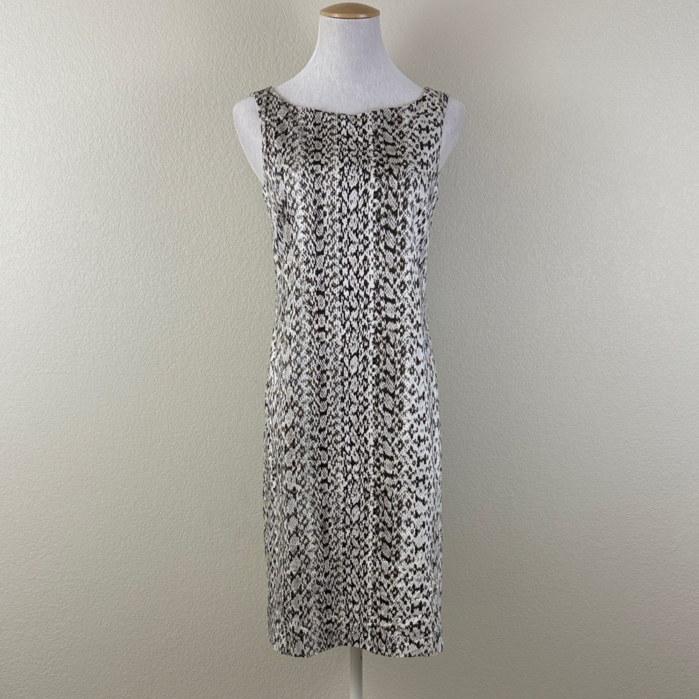 Max Mara Snake‎ Print Elegant Brown and White Patterned Dress Size 6